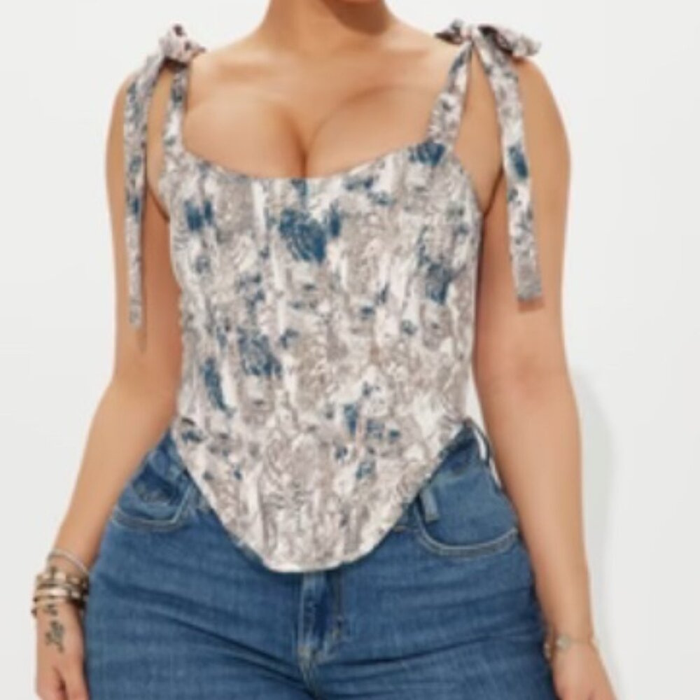 Exotic Love Corset Top - Brown/combo Size: XL